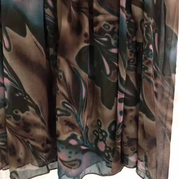 🌺 DeCo Open Shoulder Sheer Brown LS Top Medium - Picture 10 of 15